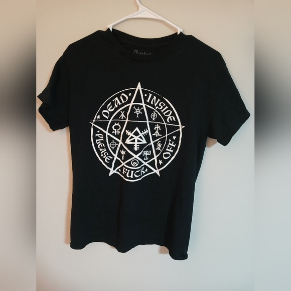 Spencer's Tops - Spencer's Black Tee F Off Dead Inside Occult Pentagram Emo Goth Tee